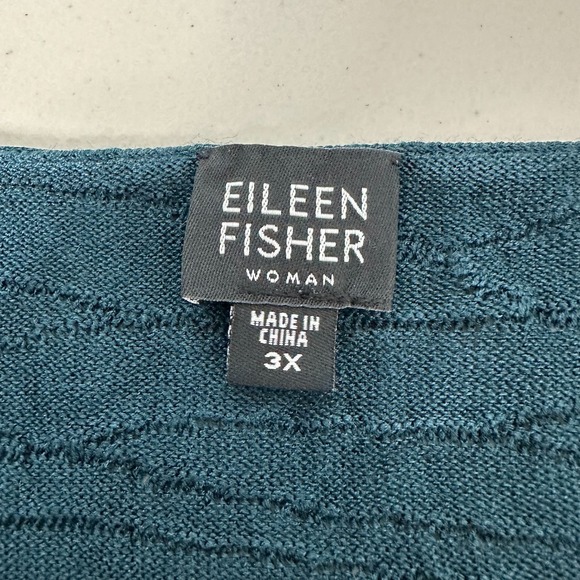 Eileen Fisher Silk Knit Round Neck Tank Sweater Top 3X Teal Textured - Picture 4 of 10